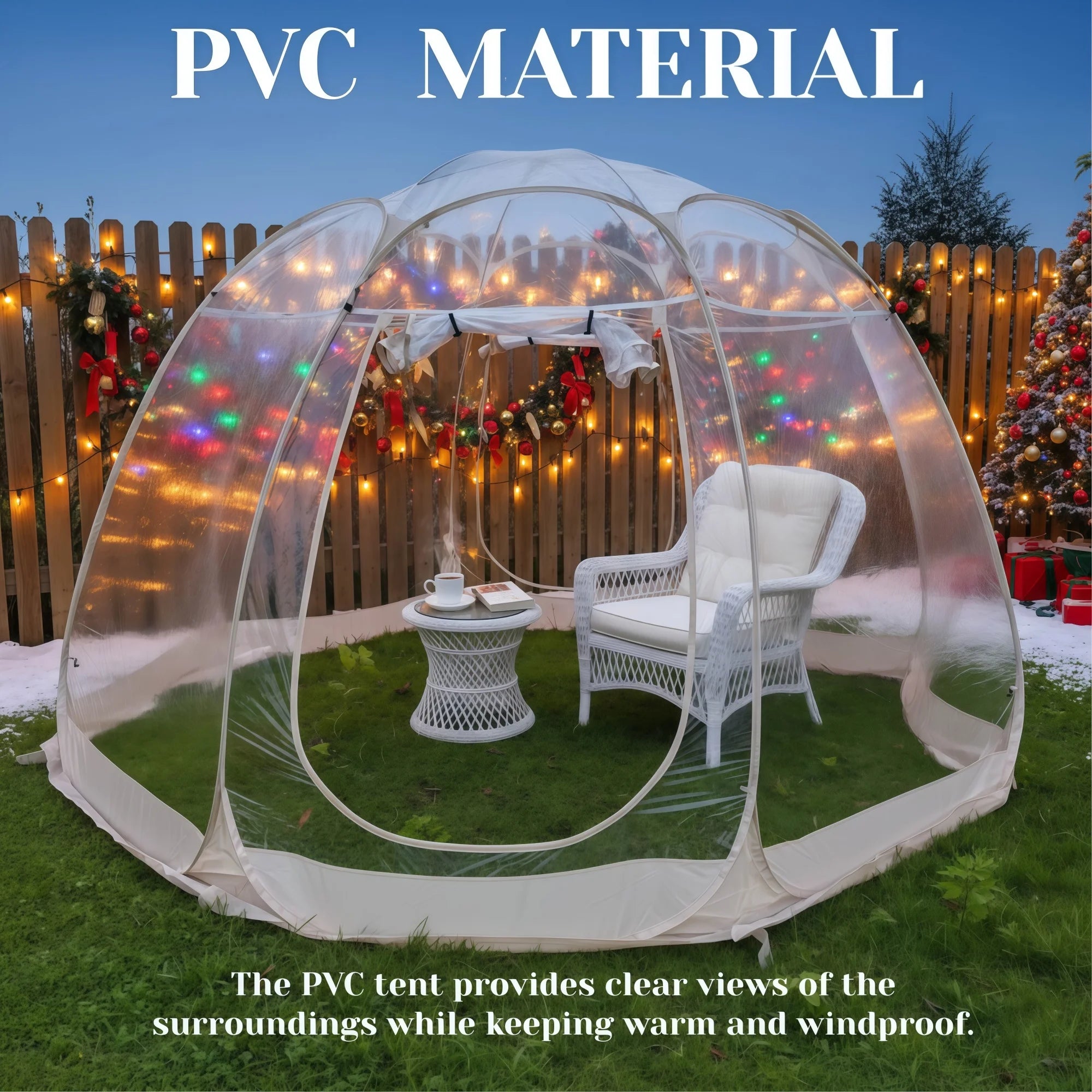 Pop Up Bubble Tent 450x450x230cm Weatherproof Outdoor Screen House Large Camping Pod Patio Shelter Beige