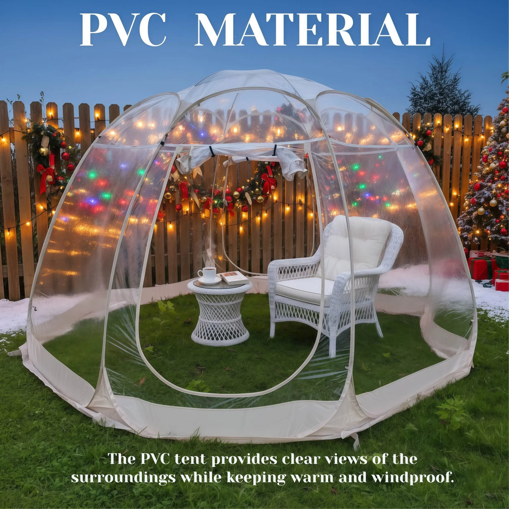 Pop Up Bubble Tent 180x180x195cm Weatherproof Outdoor Screen House Camping Pod Patio Shelter Beige