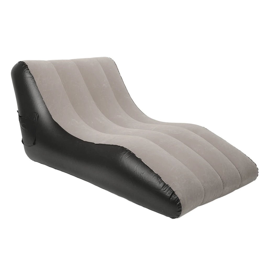 Inflatable Sofa Chair PVC Flocked Portable Blow Up Couch for Indoor Outdoor Living Room Camping Travel Use brown 138x78x66cm