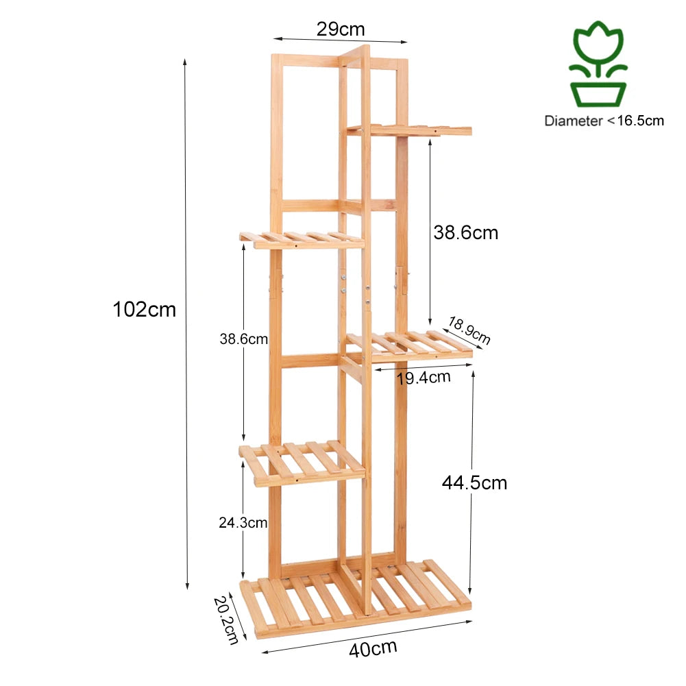 Bamboo 5 Tier Plant Stand Flower Shelf Rack Wood Colour 40x20x102 cm Indoor Outdoor