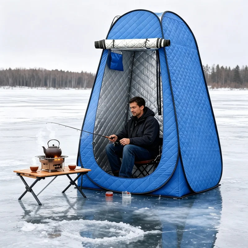 Portable Thermal Camping Tent Waterproof Changing Room Winter Shower Toilet Ice Fishing Outdoor Shelter 1.2 × 1.9m