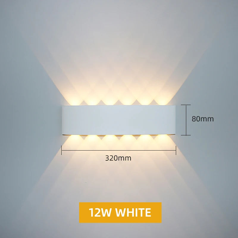 LED Wall Lamp Outdoor Waterproof IP65 Aluminum 12W White Light 6000K