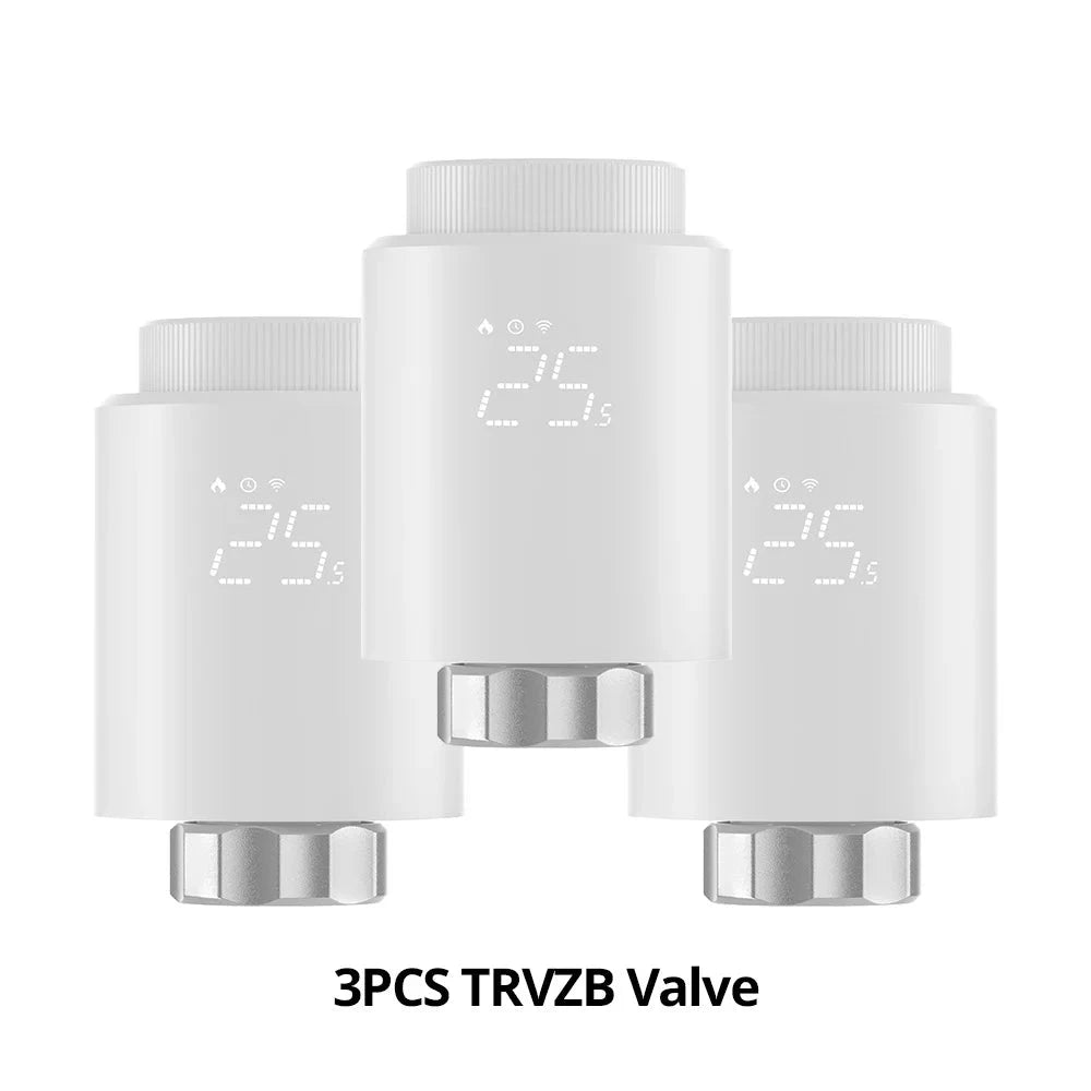 3PCS TRVZB Smart Thermostatic Radiator Valve Home Heating Frost Protection Remote Group Control eWeLink Alexa 59.4×59.4×95mm