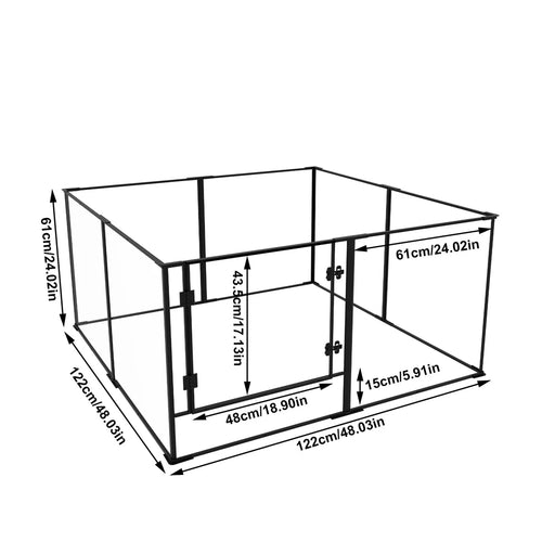 Acrylic Dog Playpen 8 Panel Clear Pet Exercise Fence Black 122x122x61cm