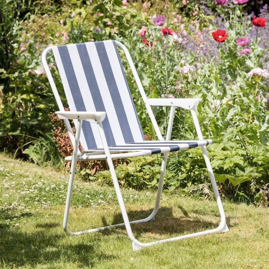 Folding Beach Chair Camp Chair Outdoor Chair for Adults Pack of 2 Blue Stripe Lightweight For Beach, Garden, Camping, Picnic 53 x78.5cm