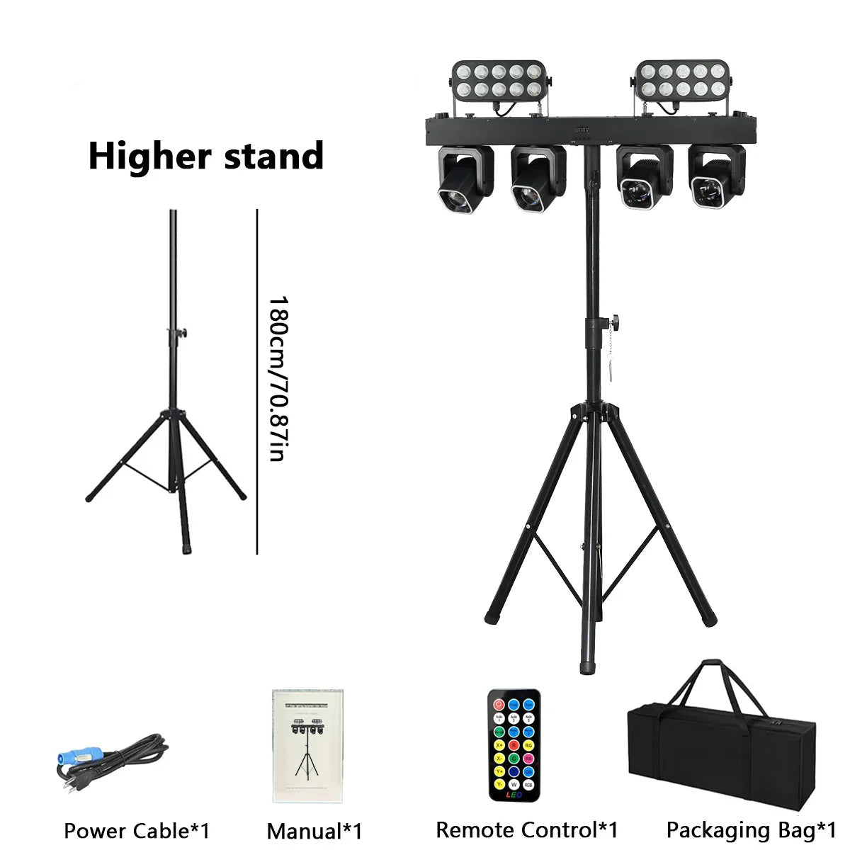 400W LED Stage Light RGBW DMX512 DJ Club Event Lighting Sound Activated Dimming Party Lamp 100-240V AU Plug 195x75.5cm