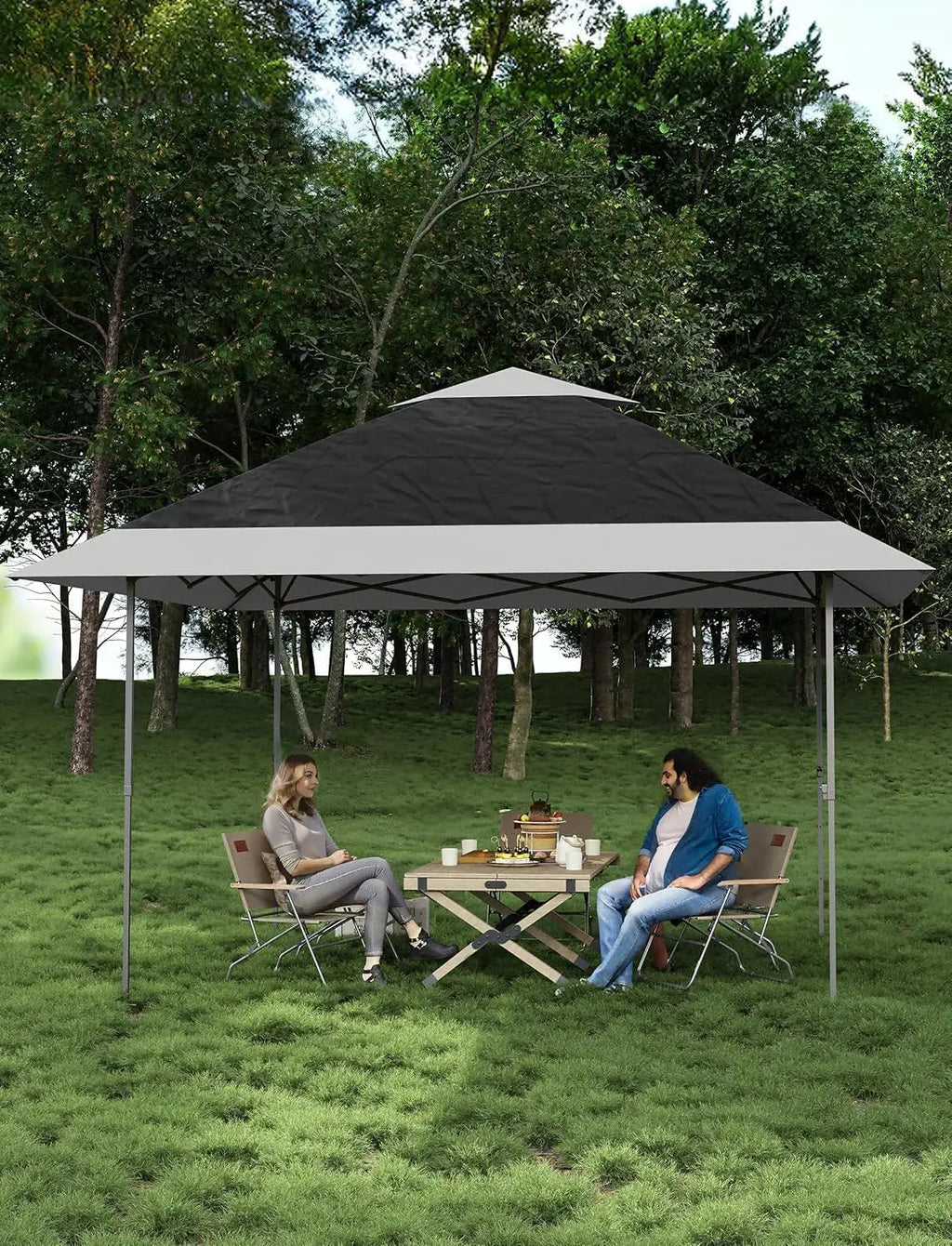 Pop-Up Gazebo Outdoor Canopy Tent Includes Sandbags Suitable for Patio, Lawn, Garden Black 3.6x3.6m