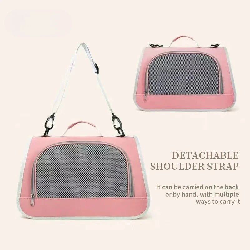 Pet Carrier Bag Portable Breathable Travel Shoulder Bag for Cats Small Dogs Outdoor Outings Pink
