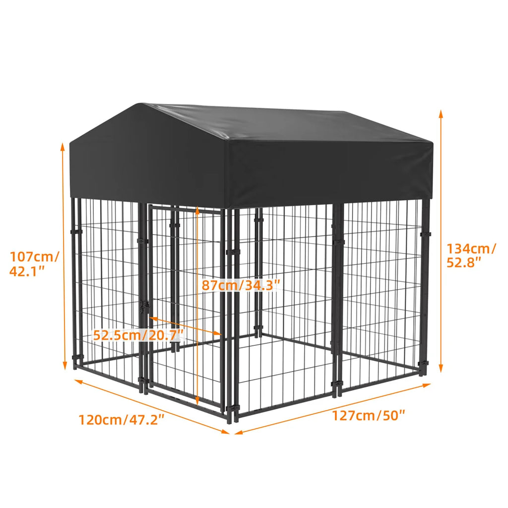 Heavy Duty Dog Kennel Welded Metal Playpen Large Animal Cage for Outdoor And Indoor Use Pet 127x120x134cm