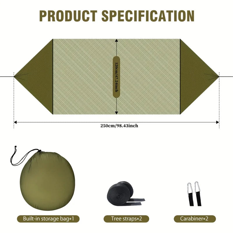Camping Hammock with Mosquito Net Dark Green Ultralight 210T Parachute Nylon 200kg Load