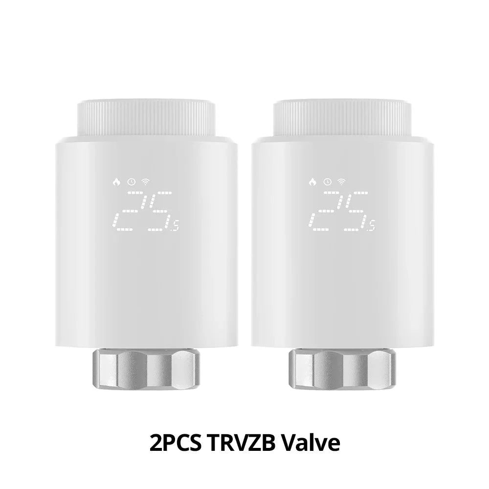 2PCS TRVZB Smart Thermostatic Radiator Valve Home Heating Frost Protection Remote Group Control eWeLink Alexa 59.4×59.4×95mm
