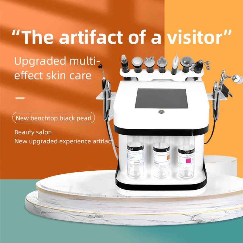 10-in-1 Dermabrasion Facial Machine Aqua Peeling Oxygen Bubble Skin Care Moisturizer Beauty Device White AU 110V