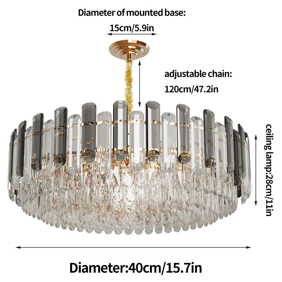 Chandelier Crystal Raindrop Pendant Light 3 Color Modes 40x28cm