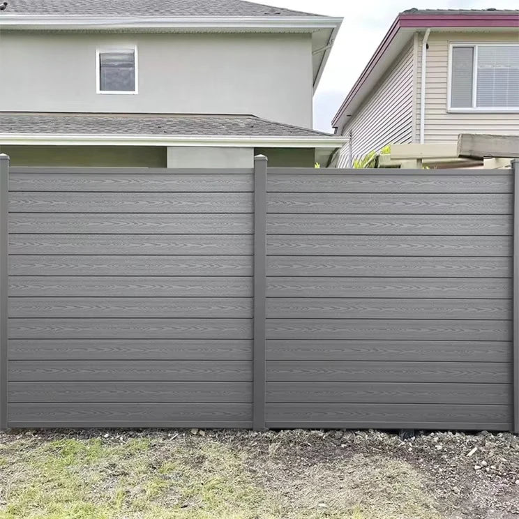 WPC Garden Fence Panel with Aluminum Frame UV Resistant Easy Installation