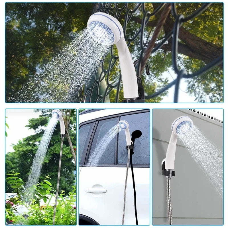 Portable Camping Shower USB Rechargeable Electric Shower Pump Outdoor Car Wash Garden Pet Cleaning Shower Head