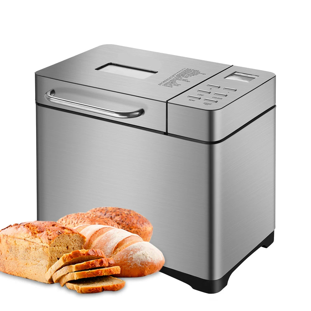 1KG Automatic Bread Maker 650W 19-in-1 Programmable Bread Machine 3 Loaf Sizes with Fruit Nut Dispenser