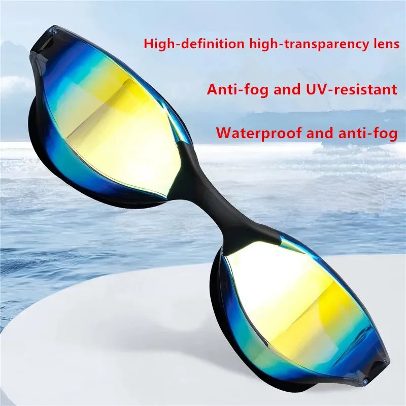Professional Racing Swimming Goggles Anti Fog Waterproof UV400 High Definition Competition Training Swim Equipment Black Blue