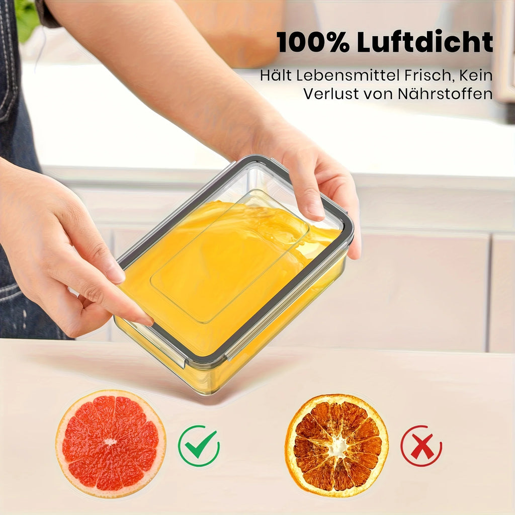 4PCS Food Storage Containers Set Airtight Plastic Pantry Containers with Easy Snap Lids Kitchen Organizer Set 19.8 × 12.8 × 6.8cm
