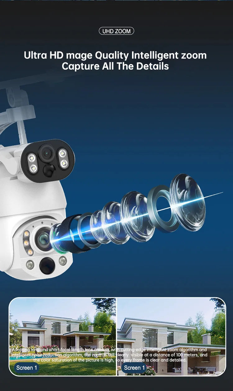 10MP Binocular Zoom 50X Wireless Solar Camera 4G Camera Night Vision HD Monitor IP65 Voice Intercom Working Temperature -20~60