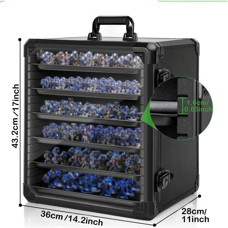 Large Stackable Figure Display Case Lockable Transparent Cabinet for Dolls & Collectibles Black 36 × 28 × 43.2cm