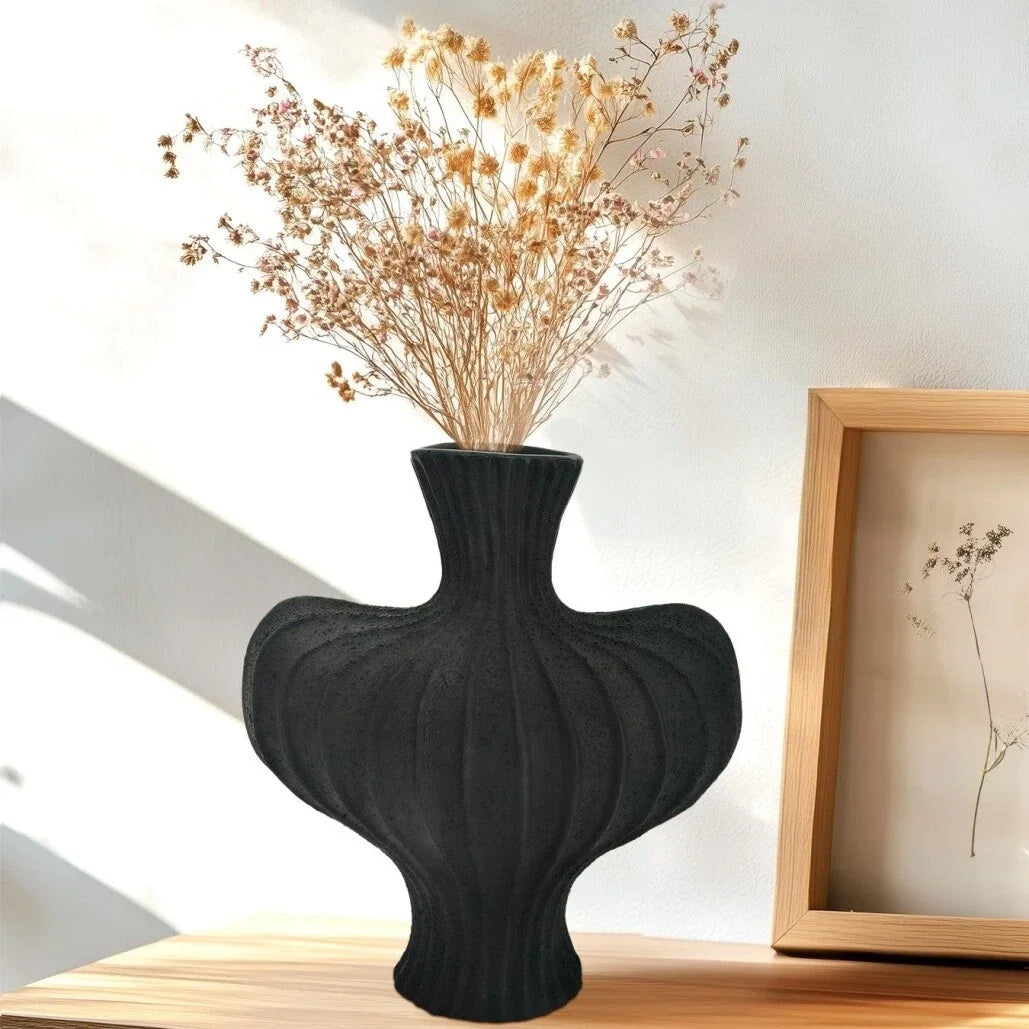 Resin Flower Vase 25x15x28cm Black Nordic Tabletop Decorative Centerpiece Home Decor Vase