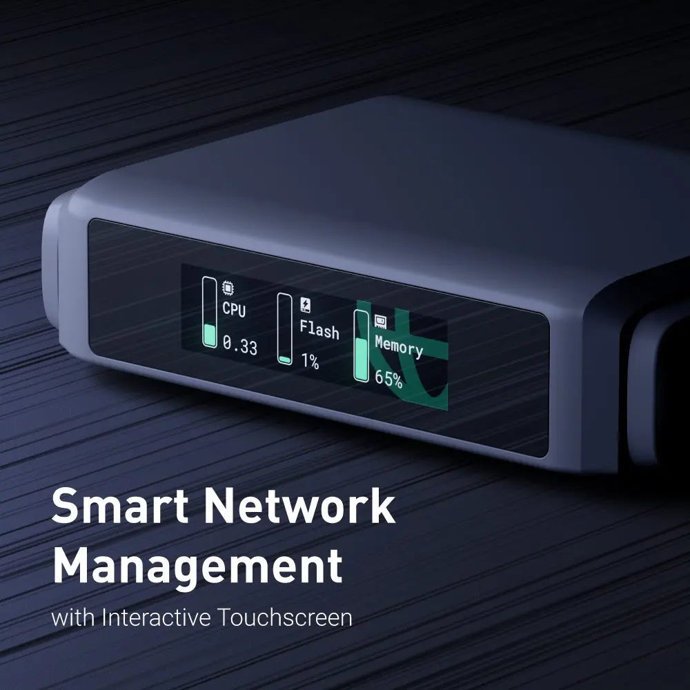 WiFi 7 Travel Router Dual Band Portable Router with Touchscreen Dual 2.5G Ports OpenWrt and VPN Support