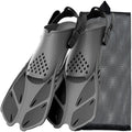 Adjustable Snorkel Fins Short Silicone Swimming Flippers Open Heel Scuba Diving Shoes Adult Men Women Black