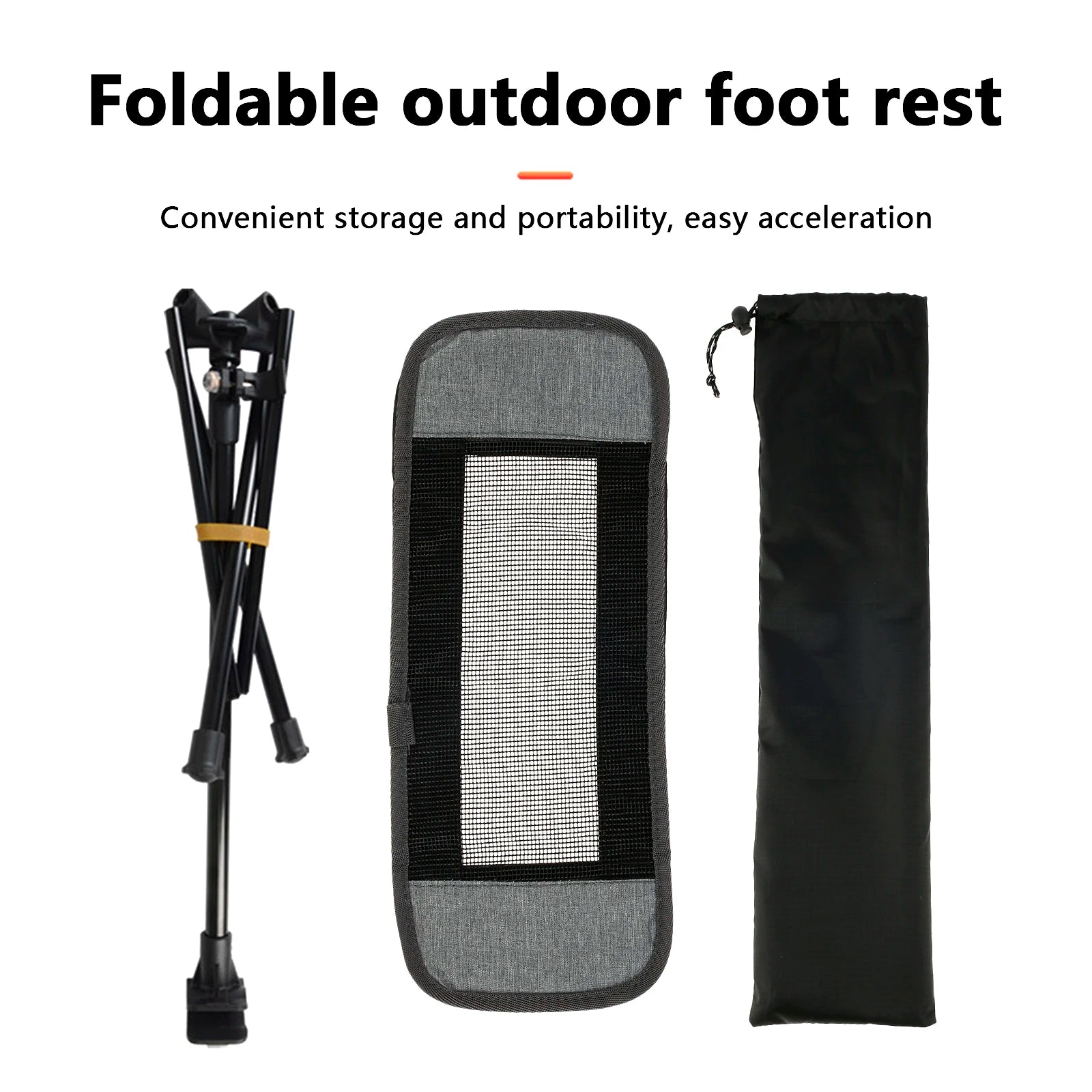 Camping Chair Footrest Portable Foldable Adjustable Foot Rest for Reclining Chair Moon Chair Outdoor Travel Use Grey 44-70cm