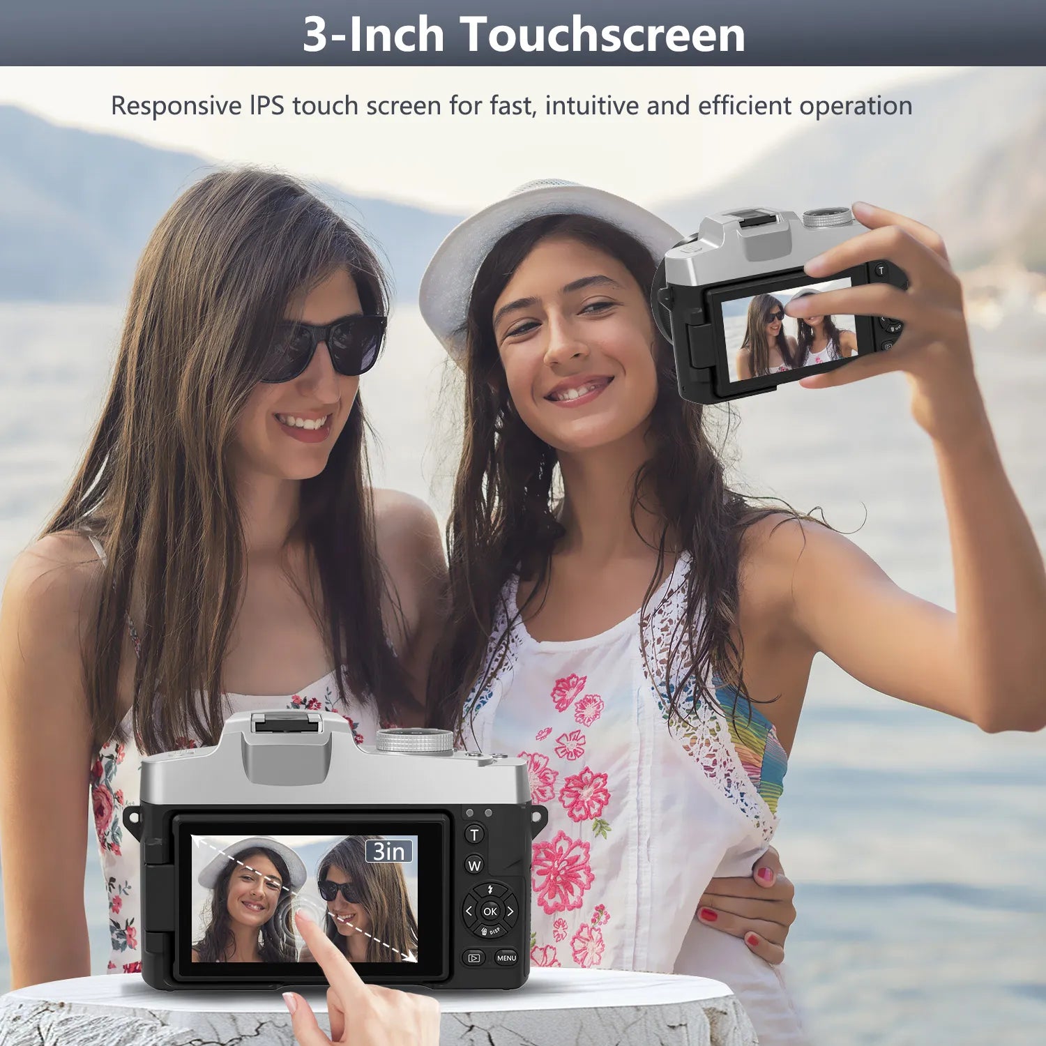 6K Digital Camera 84MP Vlogging Camera with Autofocus Anti Shake 3 Inch Flip Screen Flash and 64GB Memory Card