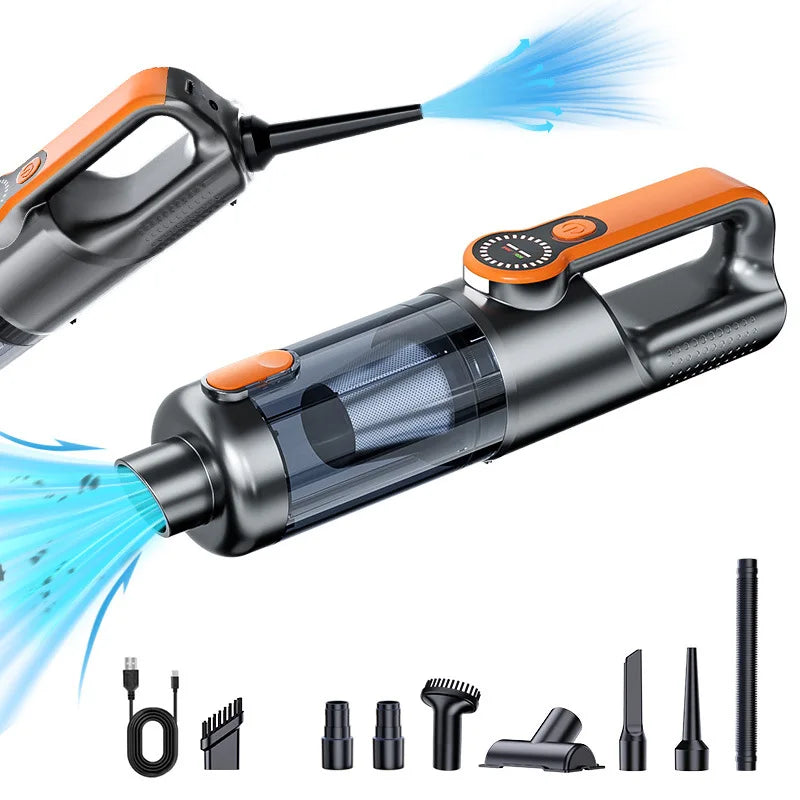 Wireless Car Vacuum Cleaner One Button Dust Dump High Power Portable Mini Handheld Vacuum Cleaner Strong Suction Silver Orange