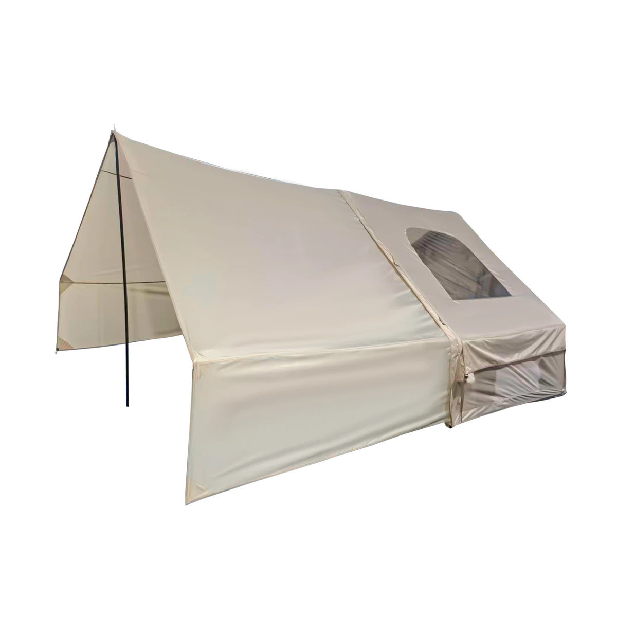 8 Person Inflatable Glamping Tent with Mesh Windows Hand Pump Large Canopy Living Room Camping Shelter Khaki