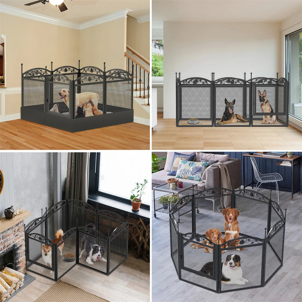Heavy Duty Dog Playpen 8 Panel 126x126x88cm Metal Fence with Waterproof Pad Indoor Outdoor Puppy Enclosure