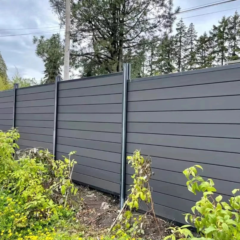 WPC Garden Fence Panel with Aluminum Frame UV Resistant Easy Installation