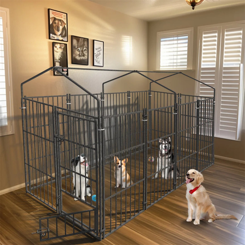 Heavy Duty Dog Kennel Welded Metal Playpen 64 9 Large Animal Cage for Outdoor And Indoor Use Pet 249x120x165cm