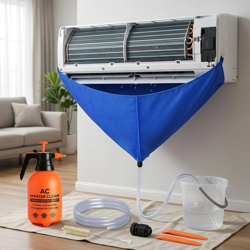 PVC Air Conditioner Cleaning Kit Split AC Cleaning Tools Set with Washing Bag Accessories for 1-1.5P Hanging Air Conditioner 5pcs