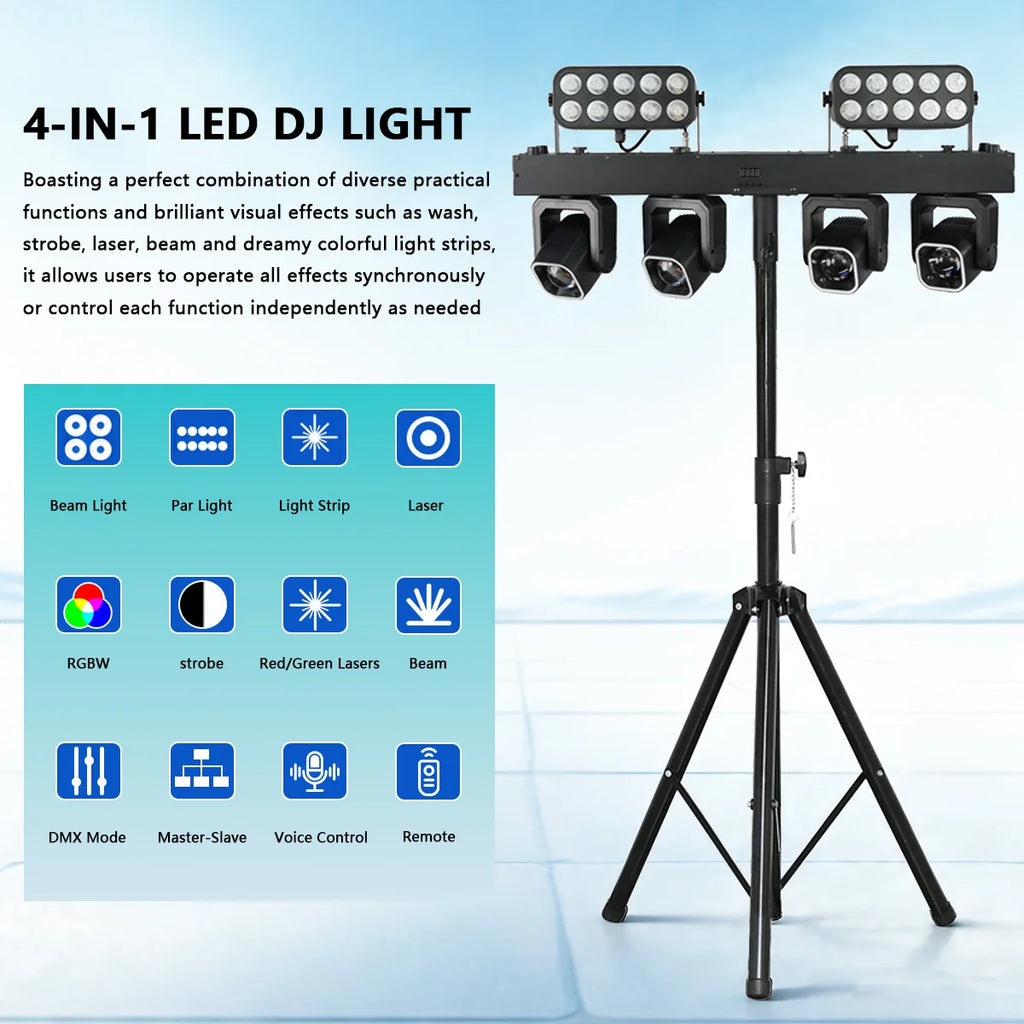 400W LED Stage Light RGBW DMX512 DJ Club Event Lighting Sound Activated Dimming Party Lamp 100-240V AU Plug 195x75.5cm