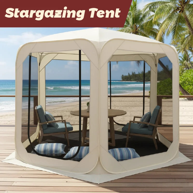 Portable UV Protective Pop-Up Screen Tent Sunshade Beige 300x300x230 cm