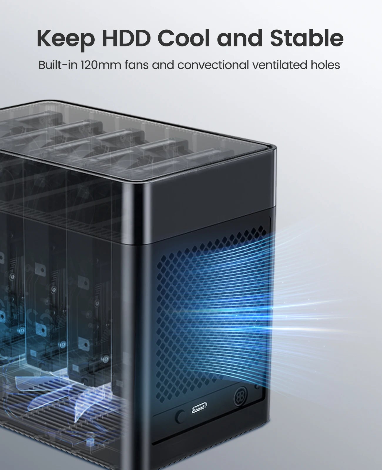 5 Bay HDD Enclosure Type-C SATA3 Hard Drive Case for 8.89cm Drives 12V 6.5A Storage Dock AU Plug DS500