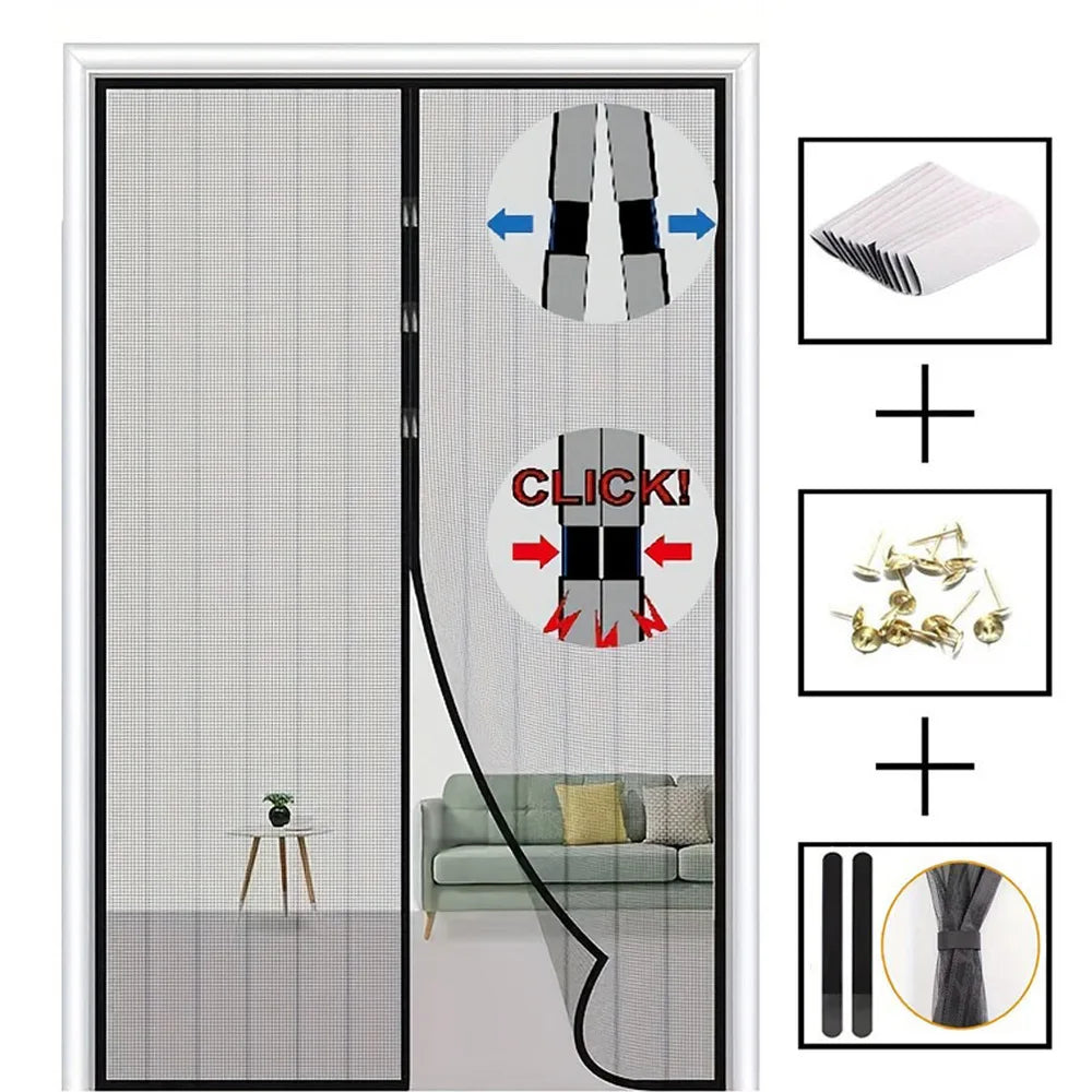 Door Curtain Fly Screen Door Hands-Free Self-Closing Anti-Bug Insect Indoor 120x210cm