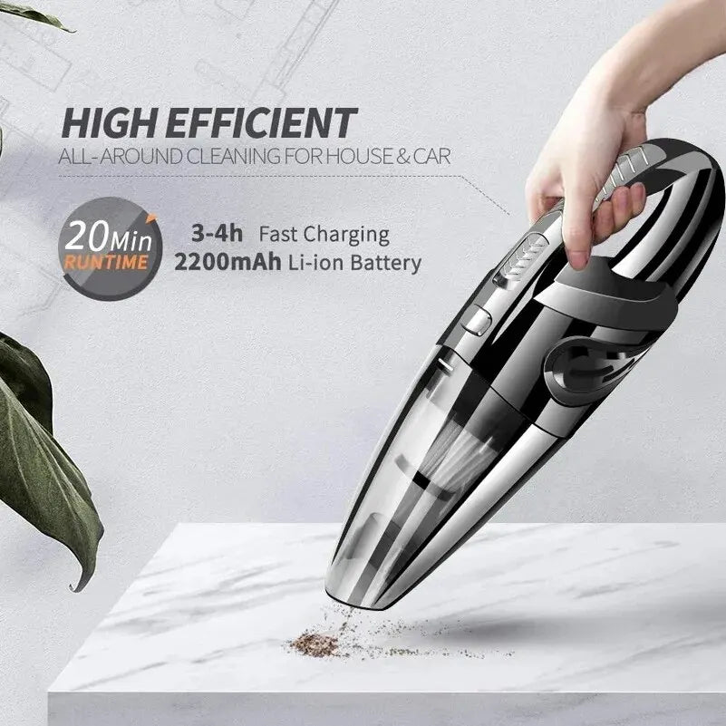 Cordless Handheld Vacuum Cleaner Powerful Cyclone Suction Rechargeable Car Home Cleaner Quick Charge Pet Hair Black