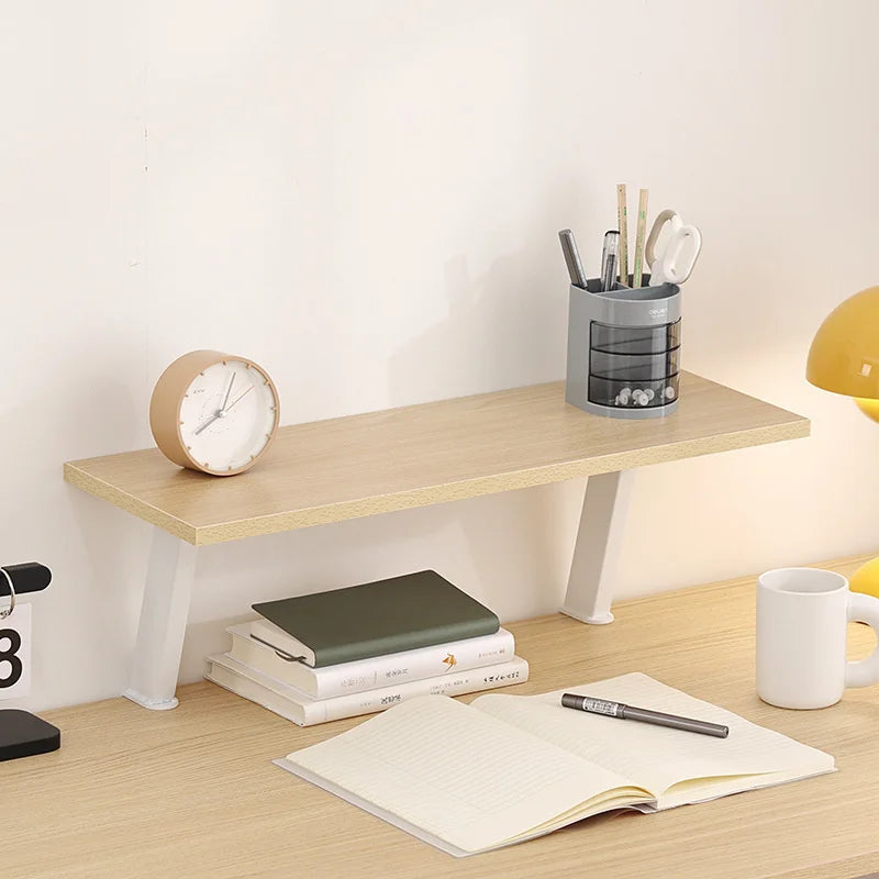Multifunction Desk Organizer Metal U-Clamp Wooden Storage Rack Office Study Reading Computer Desk Shelf Wood 40×20×20cm