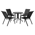 Outdoor Dining Set 5-Piece Garden Patio Furniture With Round Table and Chairs Indoor Bar Style 60x60x70cm Table 56 × 64.5 × 90 x 45.5cm chair Black