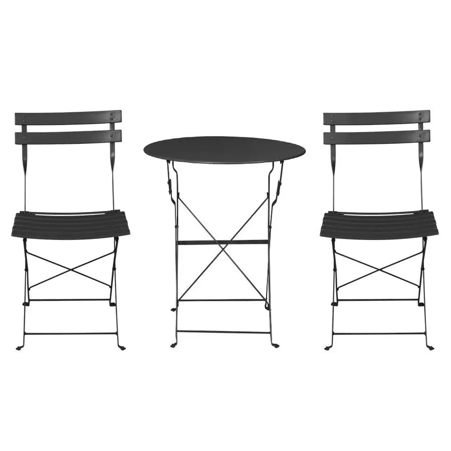 Bistro Set 3-Piece Outdoor Patio Table with 2 Folding Chairs Table and Chairs For Backyard or Balcony