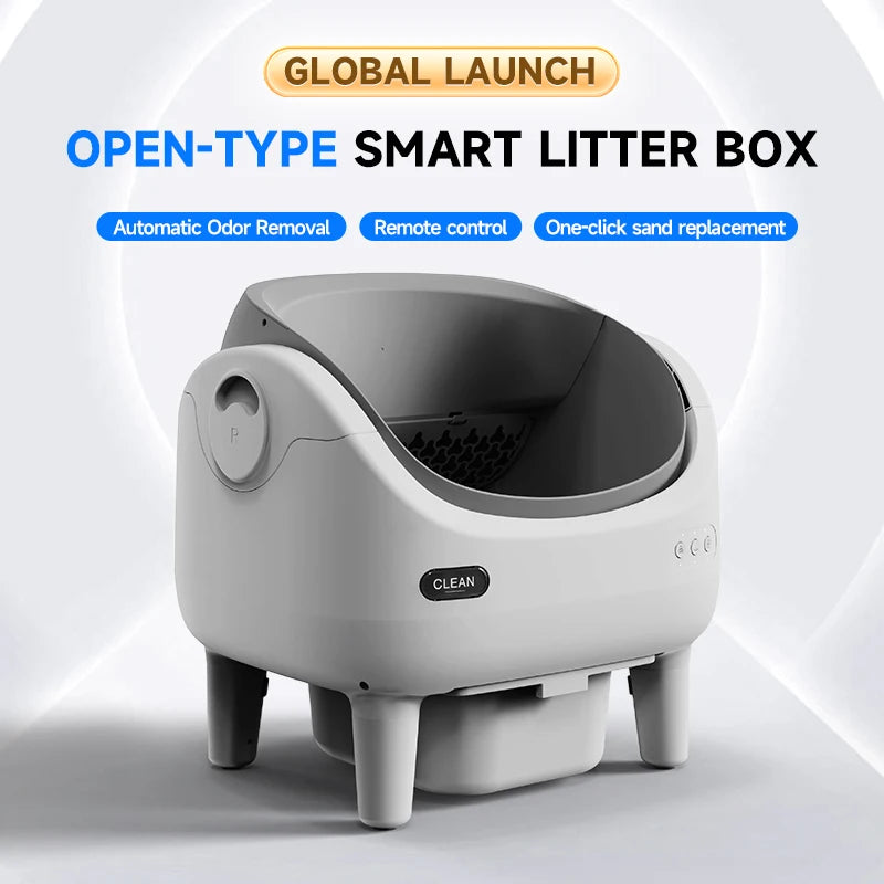 10L Automatic Cat Litter Box Smart App Control Self Cleaning Pet Toilet Odor Control Easy Clean Cat Litter Tray Gray