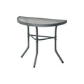 3-Pieces Garden Patio Set Semicircle Coffee Table With Chairs Bistro Side Table Ø70cm Tempered Glass Outdoor Gray