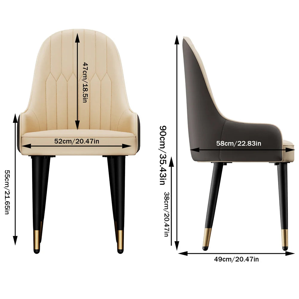 Dining Chairs Set of 2 43.5x43.5x90cm Microfiber Leather Luxury Kitchen Chairs with Lion Knocker White