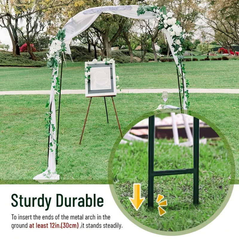 Heavy Duty Metal Garden Arch Gothic Wedding Arbor Steel Frame Climbing Plant Trellis Black 168 × 36 × 238cm