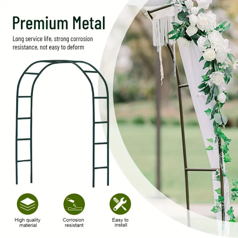 Heavy Duty Metal Garden Arch Gothic Wedding Arbor Steel Frame Climbing Plant Trellis Black 168 × 36 × 238cm