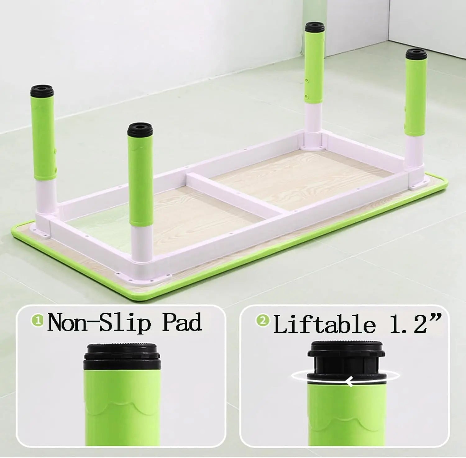 Activity Table and 6 Chairs Set Height Adjustable Study Desk with Graffiti Desktop Non Slip Legs Green 120x60x48-60cm