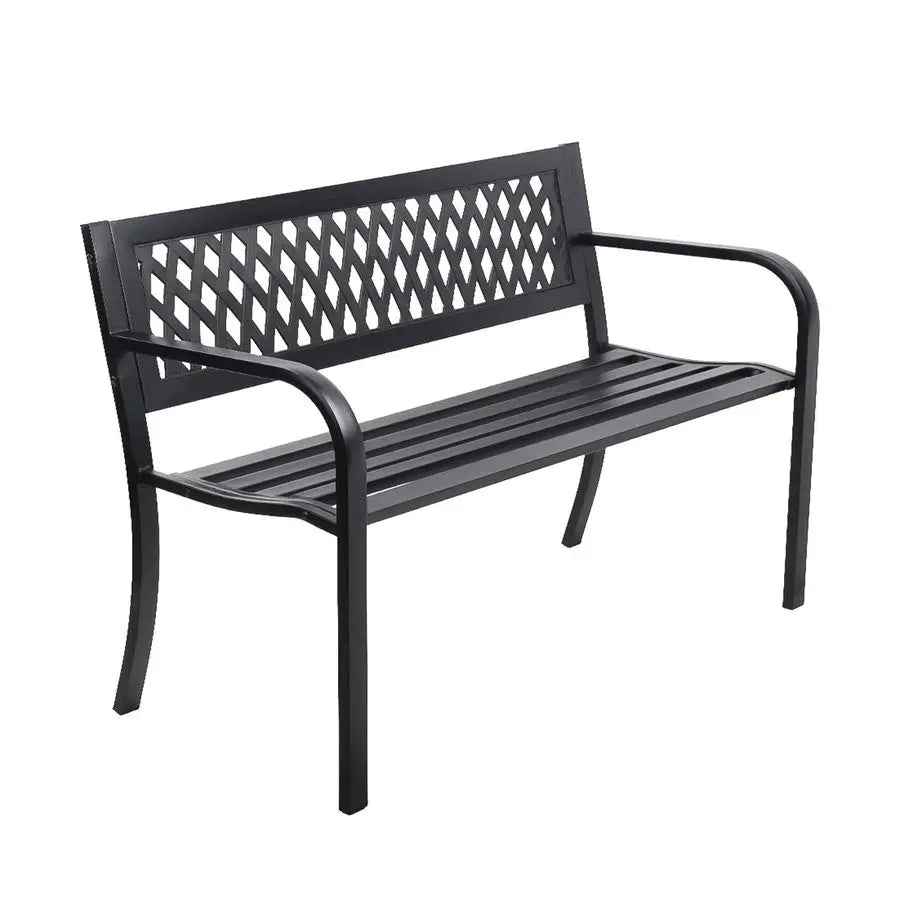 Garden Bench Outdoor Patio Bench Yard Bench 119cm Lounge and Dining Bench for Patio, Porch & Backyard Black 119x52x75.5